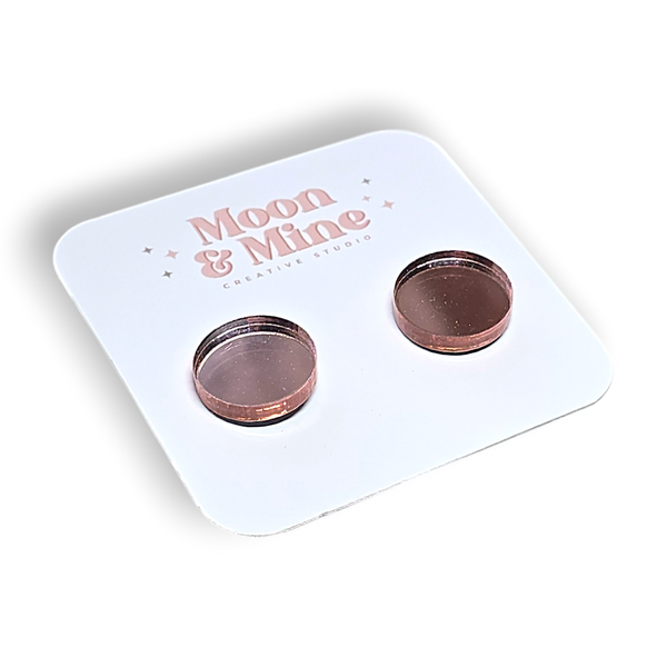 Pink Mirror Studs