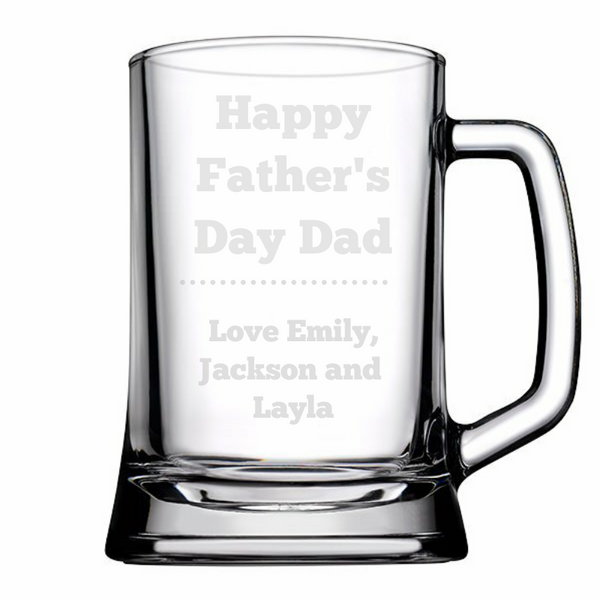 Custom Etched Tankard Beer Glass